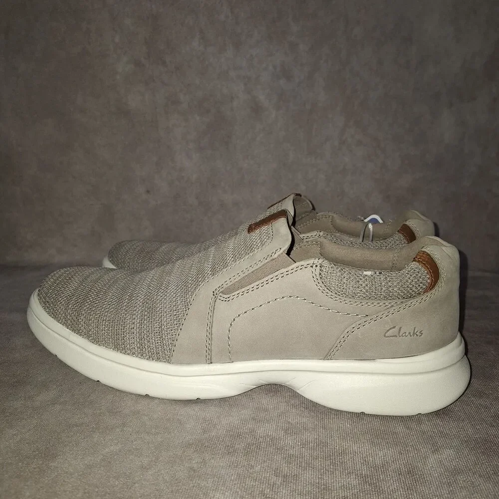 Clarks Bradley Easy Size 11.5M Stone Grey Slip On Sneakers Extreme Comfort